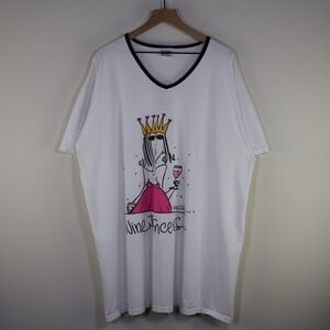 Vintage Wine Princess Nightshirt One Size White Cotton Graphic Sleep Tee